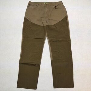 Cabelas Brown Canvas Double Knee Brush Guard Pants Size 38x34 Hunting Fishing